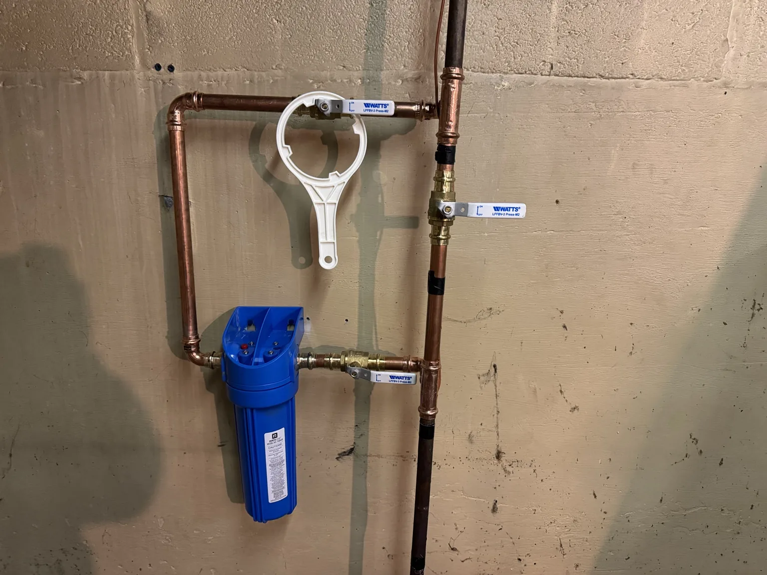 Whole-house water filtration system installed by PJ's Plumbing